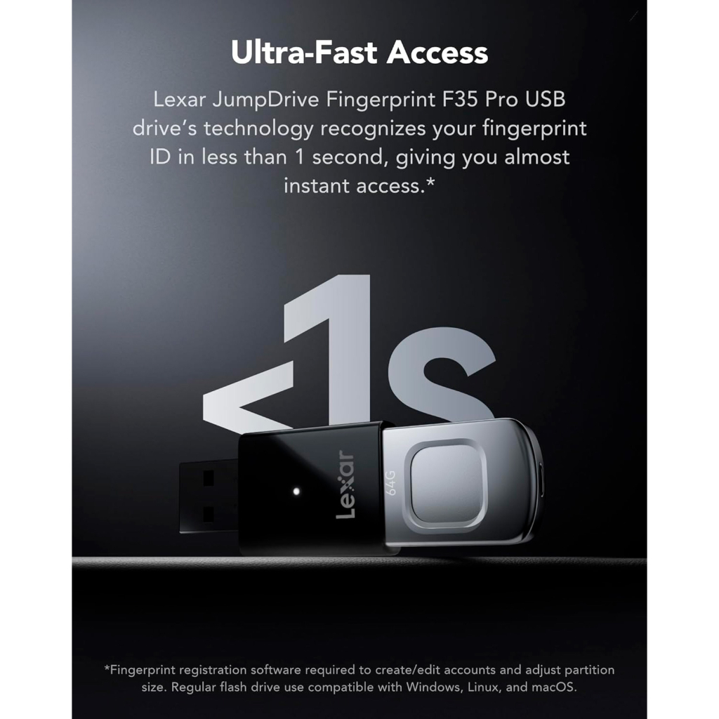 USB флеш накопичувач Lexar 64GB JumpDrive Fingerprint F35 Pro USB 3.2 (LJDF35P064G-RNBNG) - зображення 10
