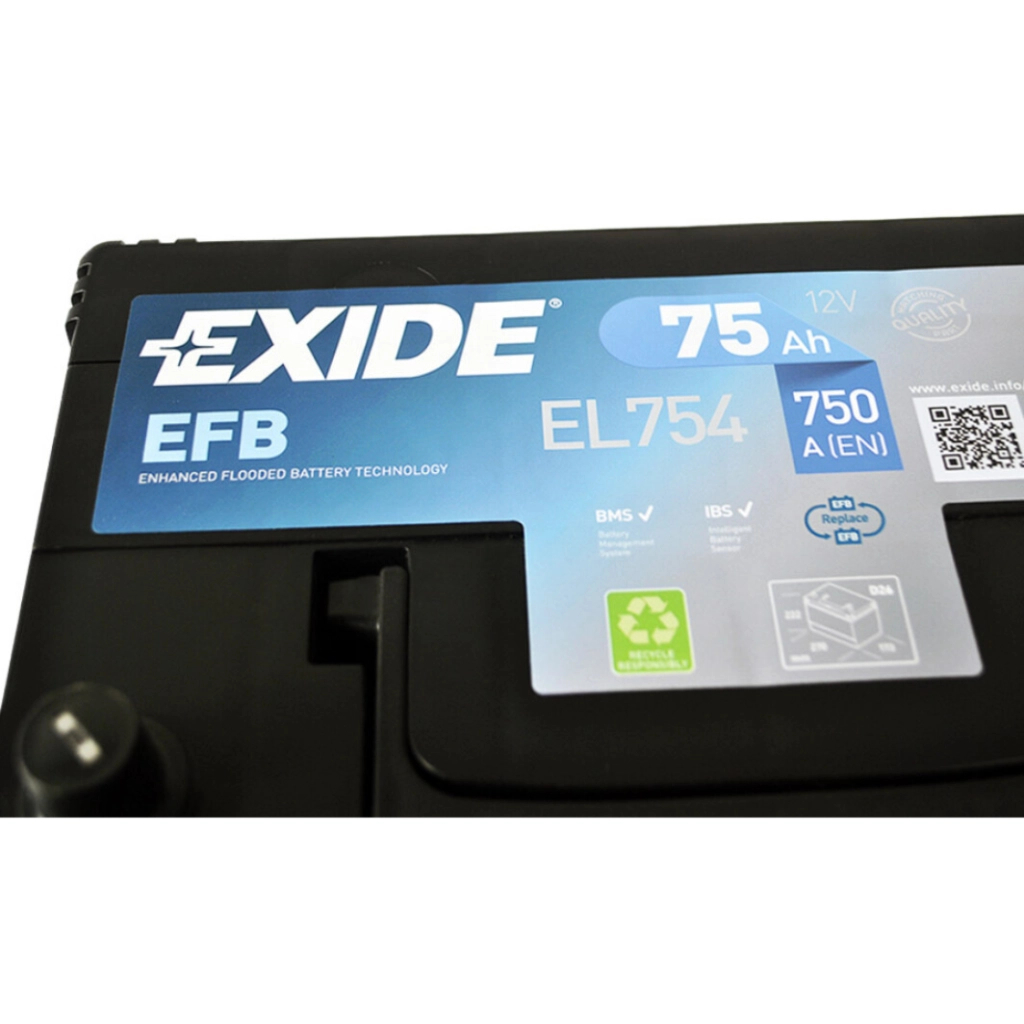 Акумулятор автомобільний EXIDE START-STOP EFB 75Ah ASIA Ев (-/+) (750EN) (EL754) - зображення 3