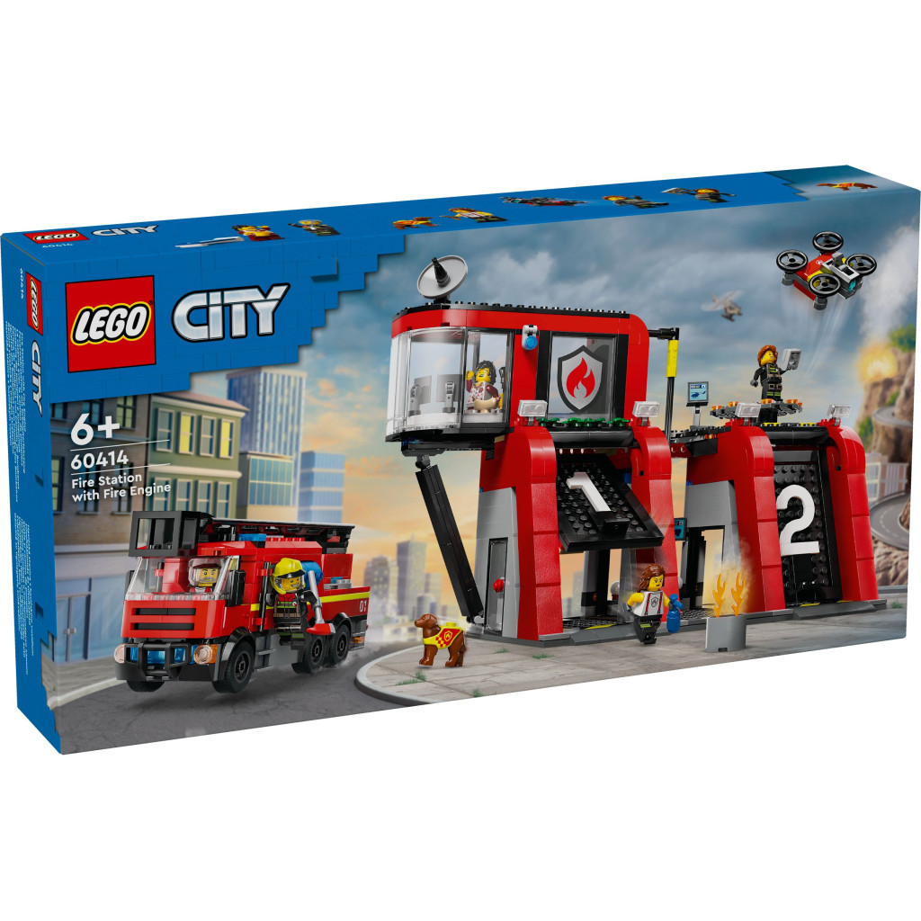 Конструктор LEGO City Пожежне депо з пожежною машиною 843 деталей (60414) - зображення 1