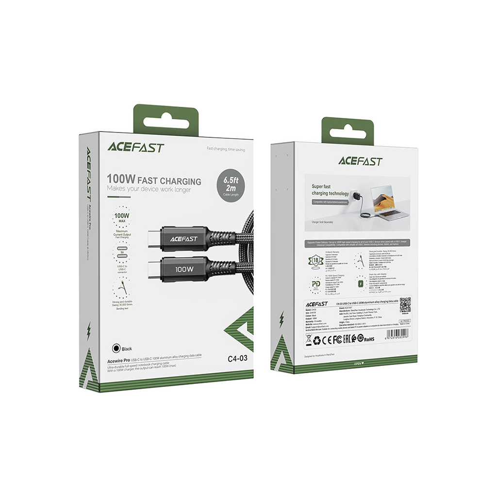 Дата кабель USB-C to USB-C 2.0m 100W C4-03 Acefast (6974316280996) - зображення 3
