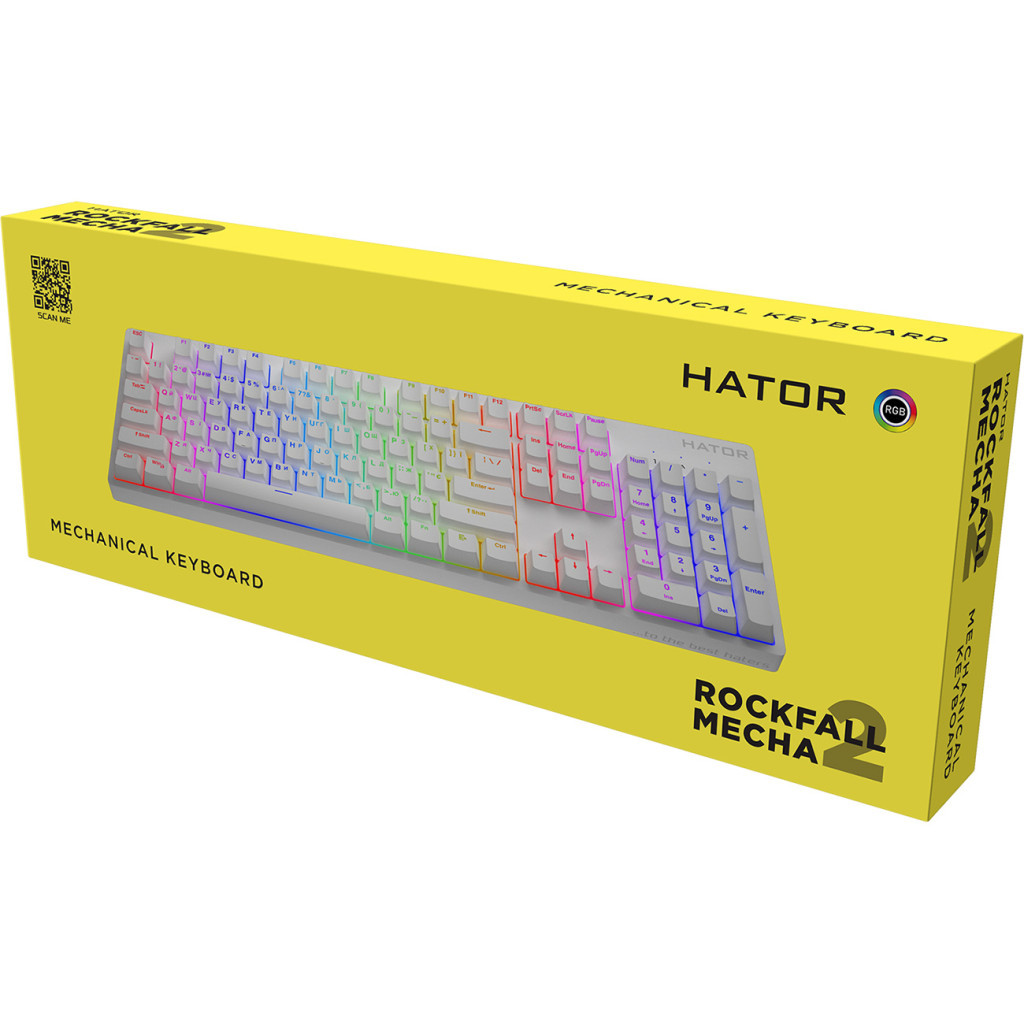 Клавіатура Hator Rockfall 2 Mecha Orange USB White (HTK-711) - зображення 6