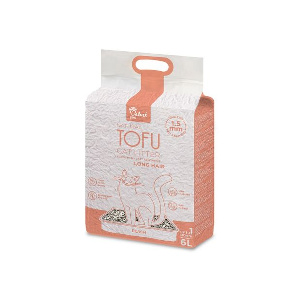 Наповнювач для туалету Velvet Paw TOFU для довгошерстих котів з екстрактом персика (1.5 мм) 2.6 кг (TOF46898) - зображення 1