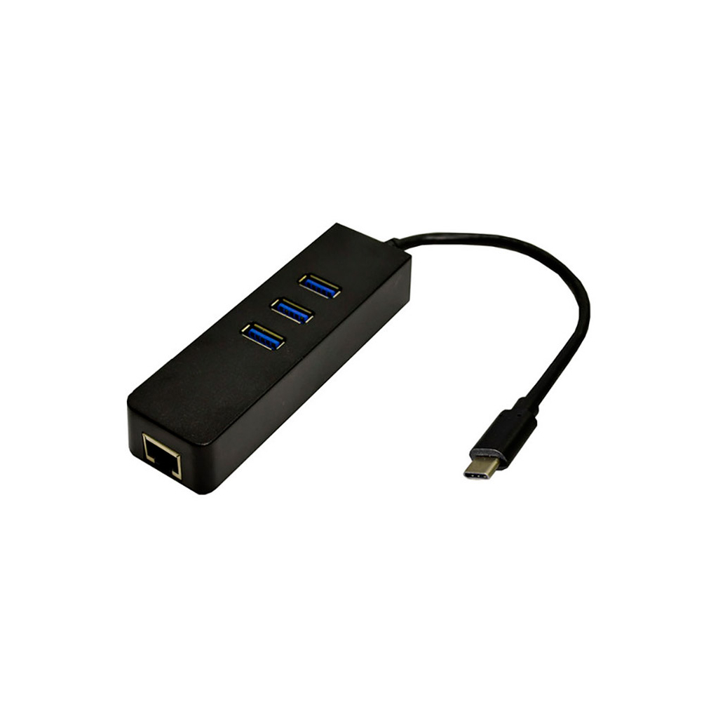 Перехідник Dynamode USB 3.1 Type-C - RJ45 Gigabit Lan, 3*USB 3.0 (USB3.1-TypeC-RJ45-HUB3) - зображення 1
