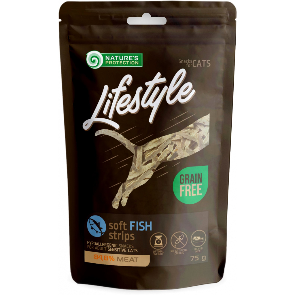 Ласощі для котів Nature's Protection Lifestyle Snack For Cats Soft Fish Strips 75 г (SNK46154) - зображення 1