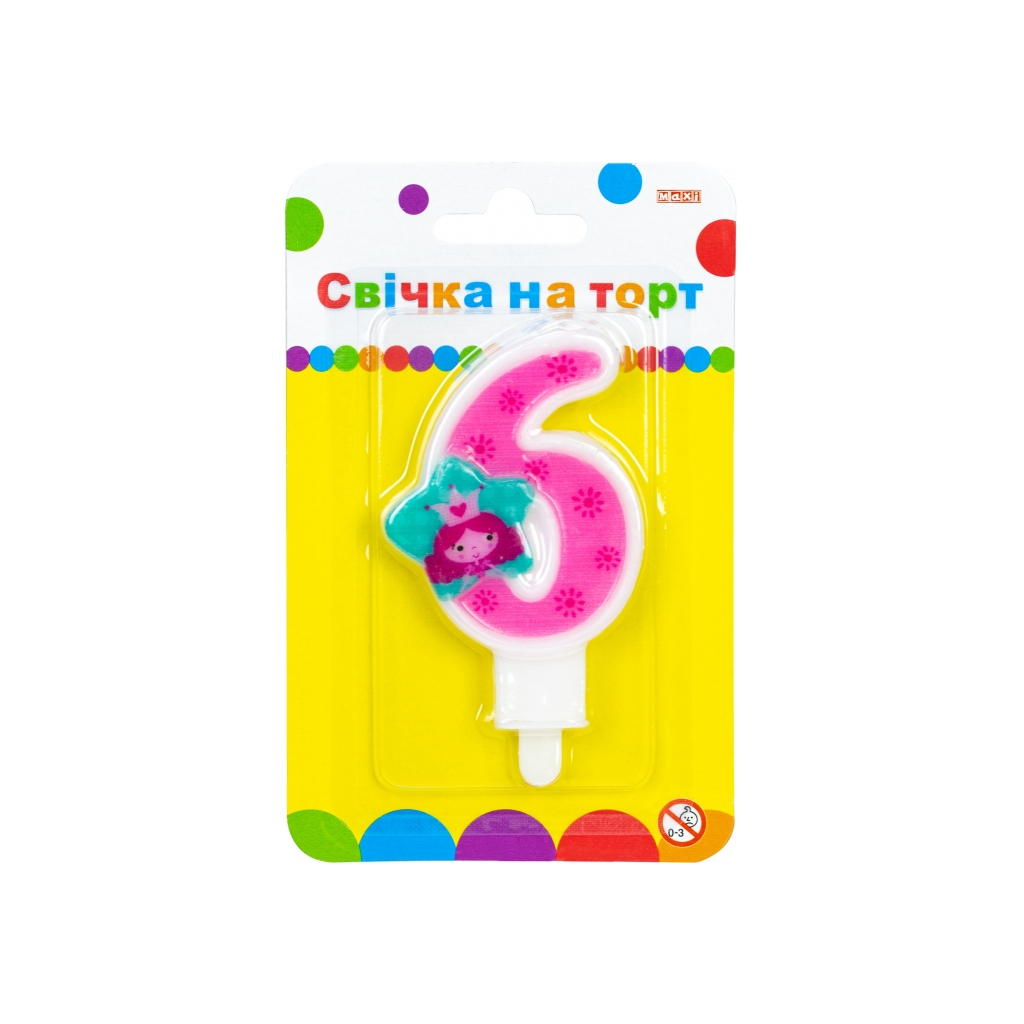 Свічка Maxi Princess "6" висотою 7,62 см (MX622050-6) - зображення 1