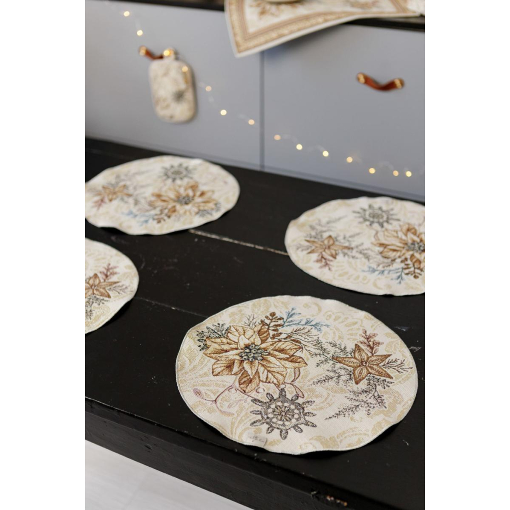 Серветка на стіл Прованс гобеленова Золоте свято D 35см (036313) - зображення 2