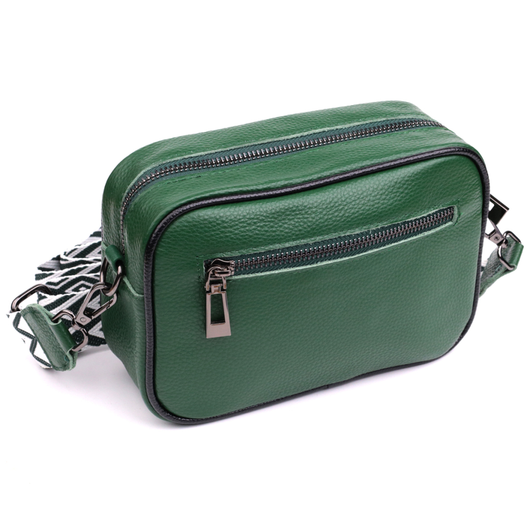 Сумка Vintage Стьобана жіноча з натуральної шкіри Зелена (22857) - зображення 2