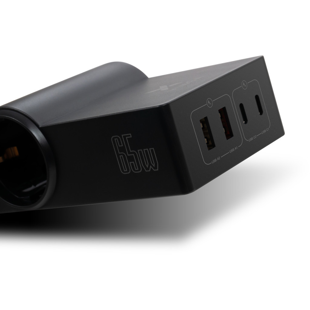 Зарядний пристрій Vinga 65W PD/QC 2xUSB-C+2xUSB-A+2xSchukoF 1.5m CEE7/7 (VCHG2OAC65) - зображення 4