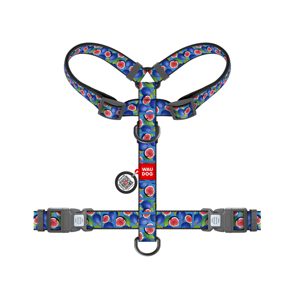 Шлея для собак WAUDOG Nylon анатомічна H-подібна з QR-паспортом "Інжир" пластиковий фастекс, L (345-4053) - зображення 2