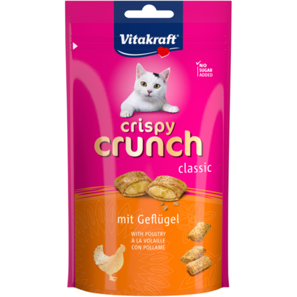Ласощі для котів Vitakraft Crispy Crunch подушечки м'ясо птахів 60 г (4008239288141) - зображення 1