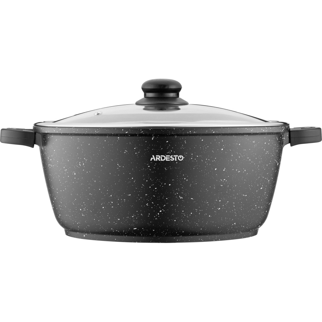 Каструля Ardesto Gemini Anzio скляна кришка 28 см 6,4 л чорна (AR2426GE) - зображення 2