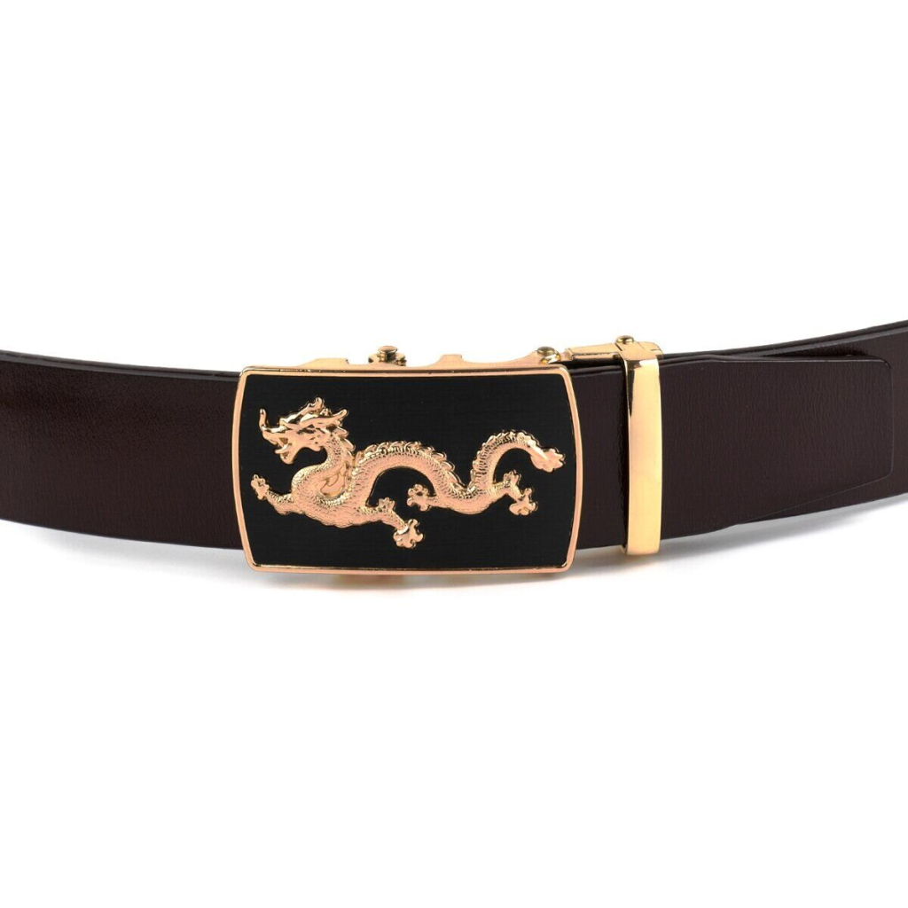 Ремінь Vintage Чоловічий золотий дракон Коричневий (20259) - зображення 2