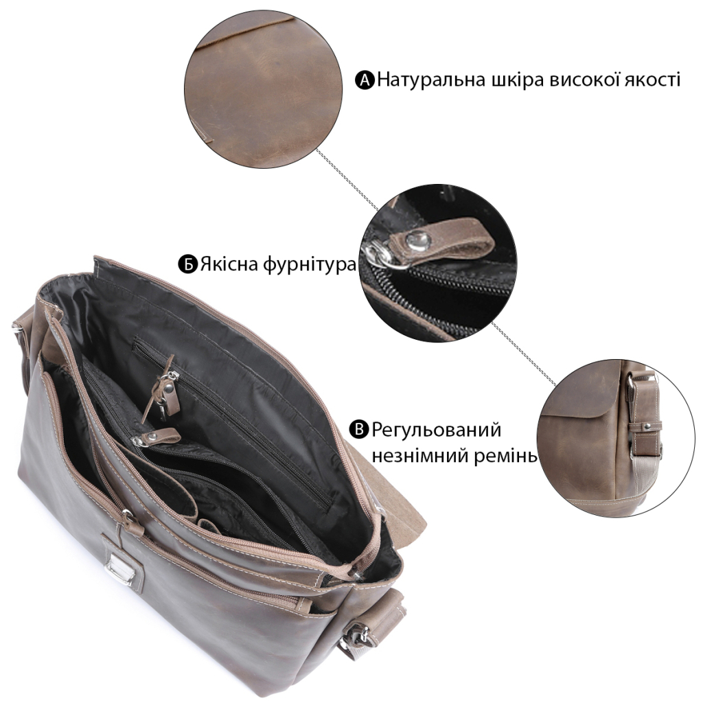 Сумка Shvigel Шкіряна Коричнева (00980) - зображення 4