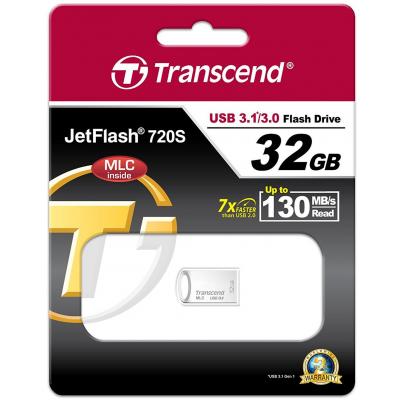 USB флеш накопичувач Transcend 32GB JetFlash 720 Silver Plating USB 3.1 (TS32GJF720S) - зображення 4