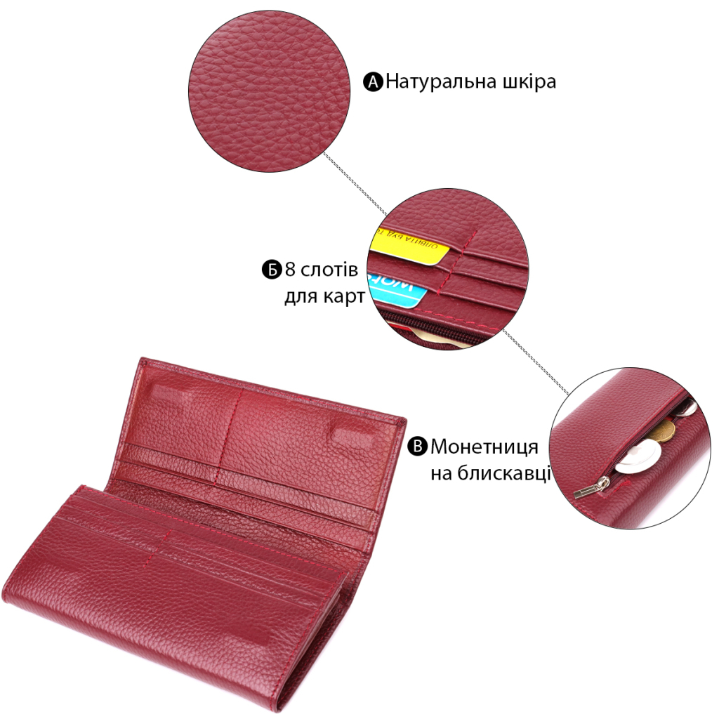 Гаманець ST Leather З натуральної шкіри Бордовий (23085) - зображення 4