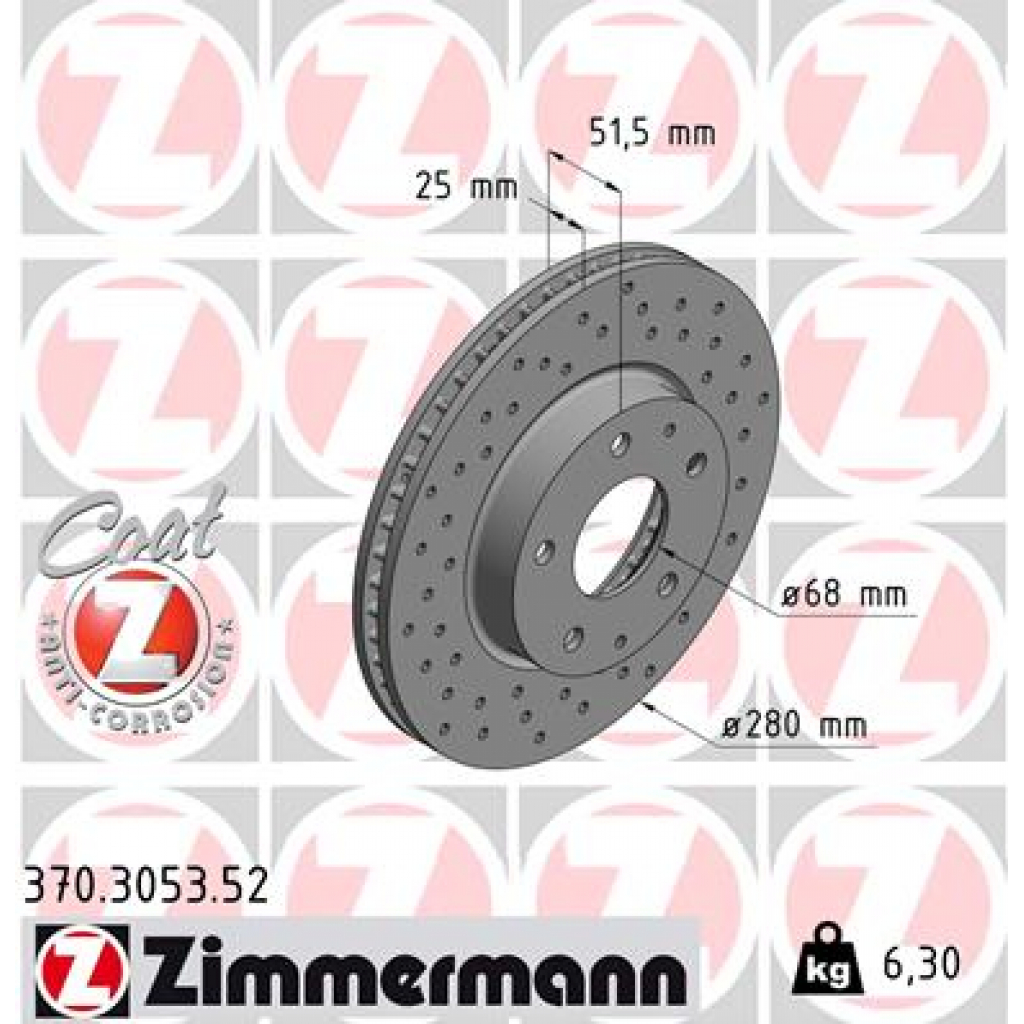 Гальмівний диск ZIMMERMANN 370.3053.52 - зображення 1