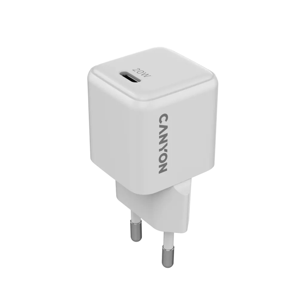 Зарядний пристрій Canyon CU20C GaN 20W 1xPD EU White (CNS-CUW20C) - зображення 1