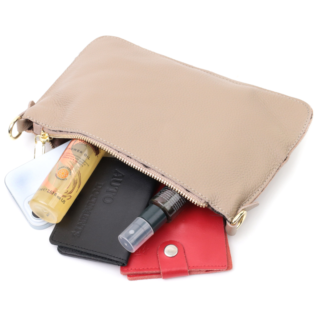 Сумка Vintage Жіноча з двома ременями з натуральної шкіри Бежева (22643) - зображення 8