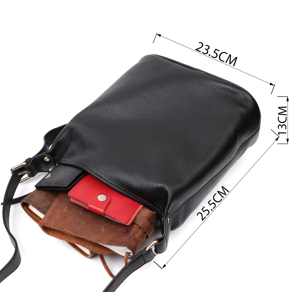 Сумка Vintage Містка Жіноча з однією довгою ручкою з натуральної шкіри Чорна (22305) - зображення 3