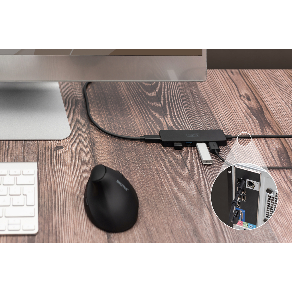 Концентратор Digitus USB-A and USB-C to 4xUSB 1x USB-C 1.2m Black (DA-70236) - зображення 2