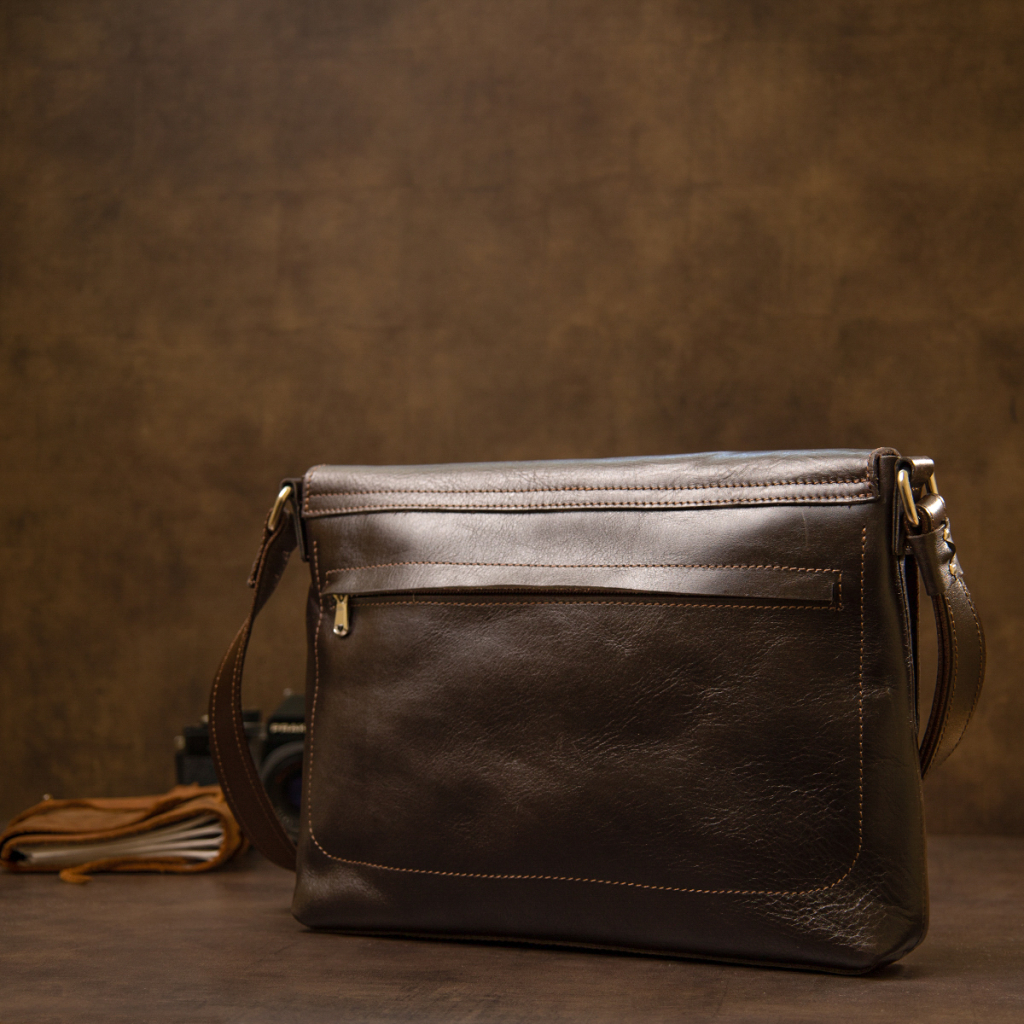 Сумка Grande Pelle Шкіряна чоловіча Коричнева (11430) - зображення 9