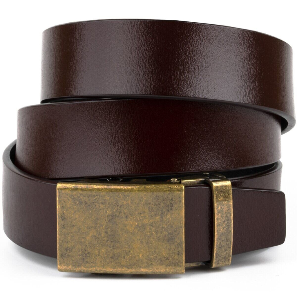 Ремінь Vintage Чоловічий з латунною пряжкою автомат Коричневий (20264) - зображення 1