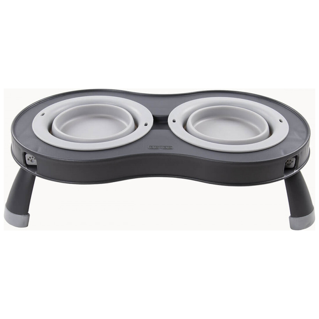 Посуд для собак Dexas Миска подвійна на складній підставці-велика 600 мл світло-сіра (0084297309039) - изображение 1