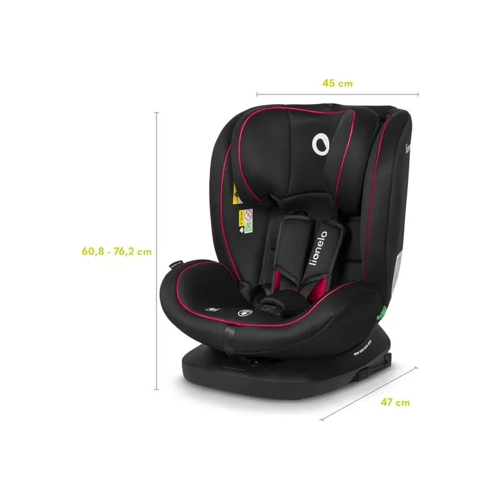 Автокрісло Lionelo Bastiaan i-Size Black Red, чорне з червоним (LO-BASTIAAN I-SIZE BLACK RED) - зображення 10