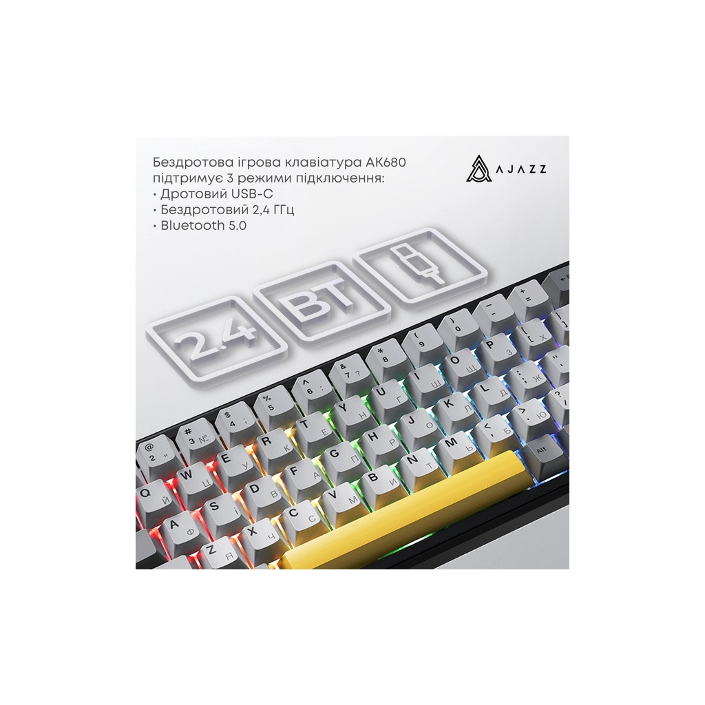 Клавіатура Ajazz AK680 MAX (8+8K) Magnetic Switch RGB Wireless/Bluetooth/USB Black (AK680-M-BGY-A) - зображення 5