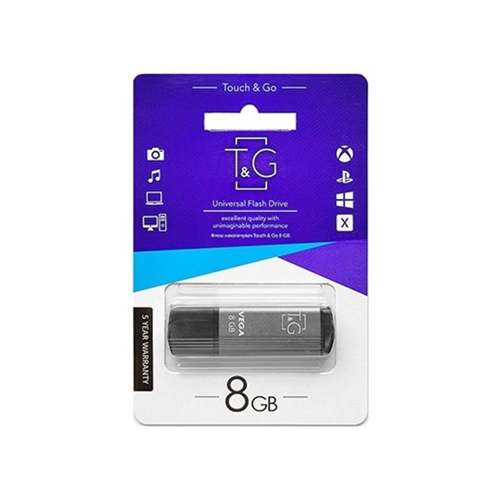 USB флеш накопичувач T&G 8GB 121 Vega Series Grey USB 2.0 (TG121-8GBGY) - зображення 2