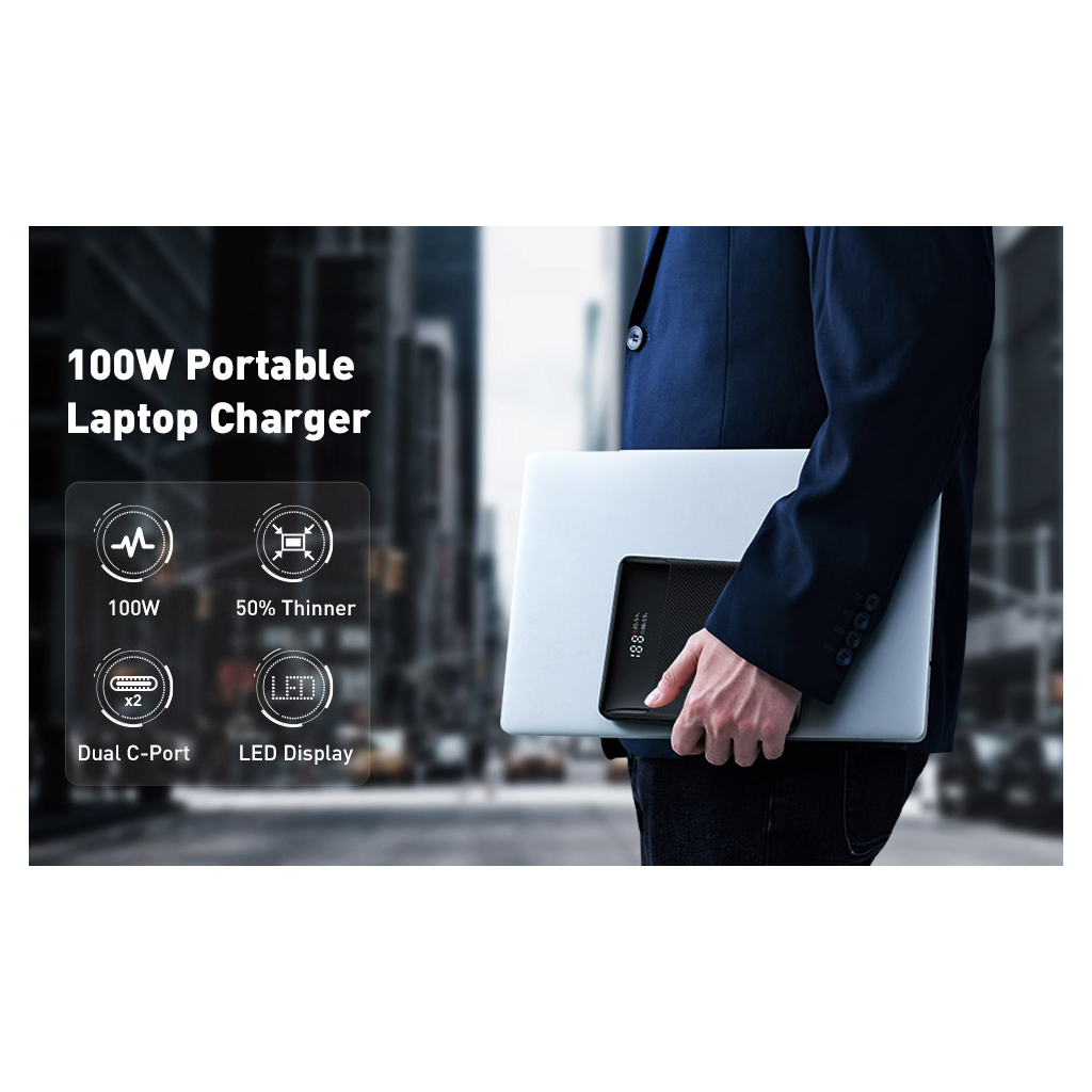 Батарея універсальна Baseus Blade Digital Display 20000mAh PD/100W, Black (PPDGL-01, PPBLD100-S) (PPBL000201 / PPBLD100-X) - зображення 8