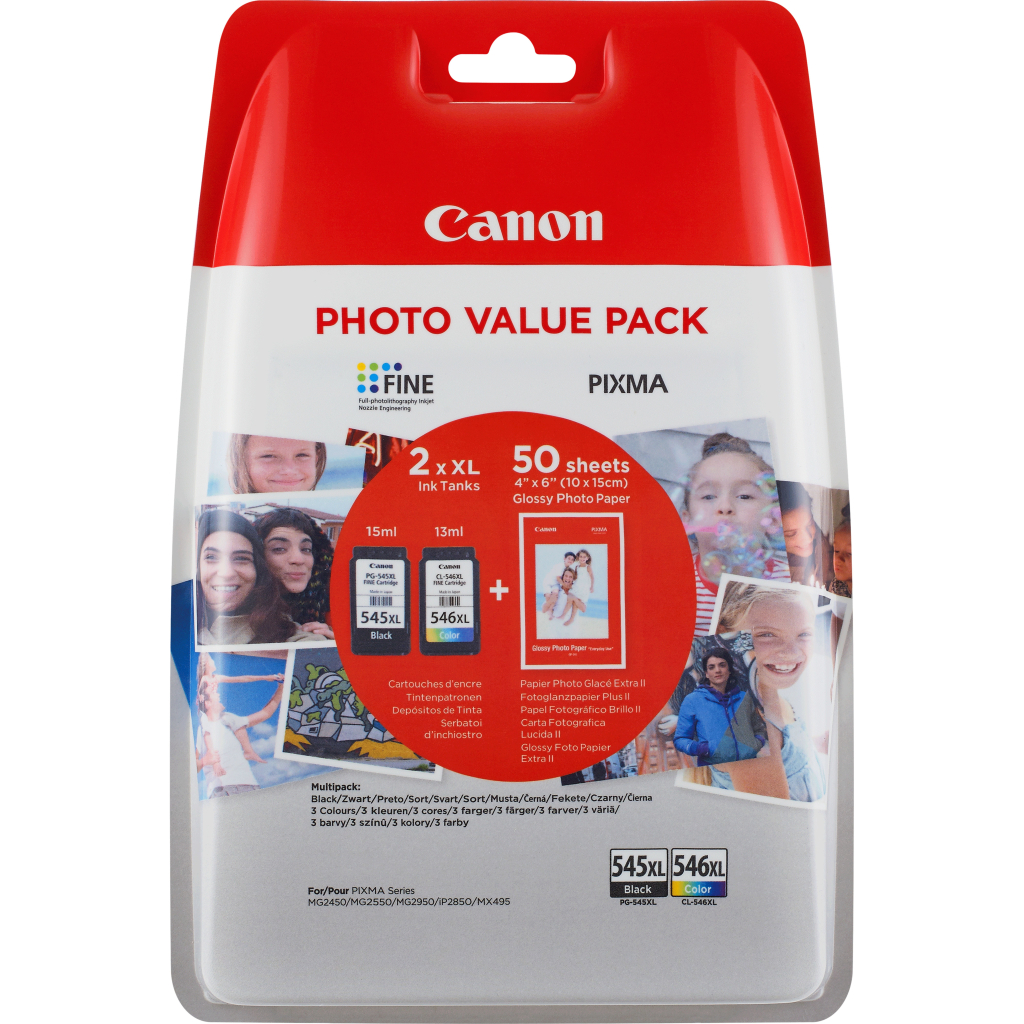 Картридж Canon PG-545/CL-546 MultipackXL BK+Color, +Paper (8286B006) - зображення 1