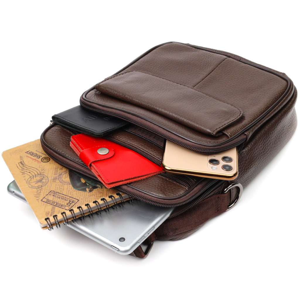 Сумка Vintage Вертикальна чоловіча з натуральної шкіри Коричнева (21952) - зображення 8