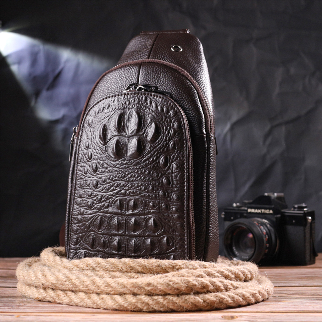 Сумка Vintage Слінг чоловіча з натуральної шкіри Коричнева (21401) - зображення 7