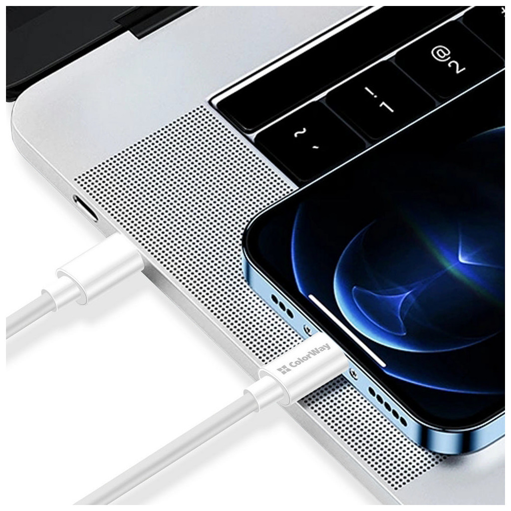 Дата кабель USB-C to USB-C 1.0m 3A 60W white ColorWay (CW-CBPDCC055-WT) - зображення 7