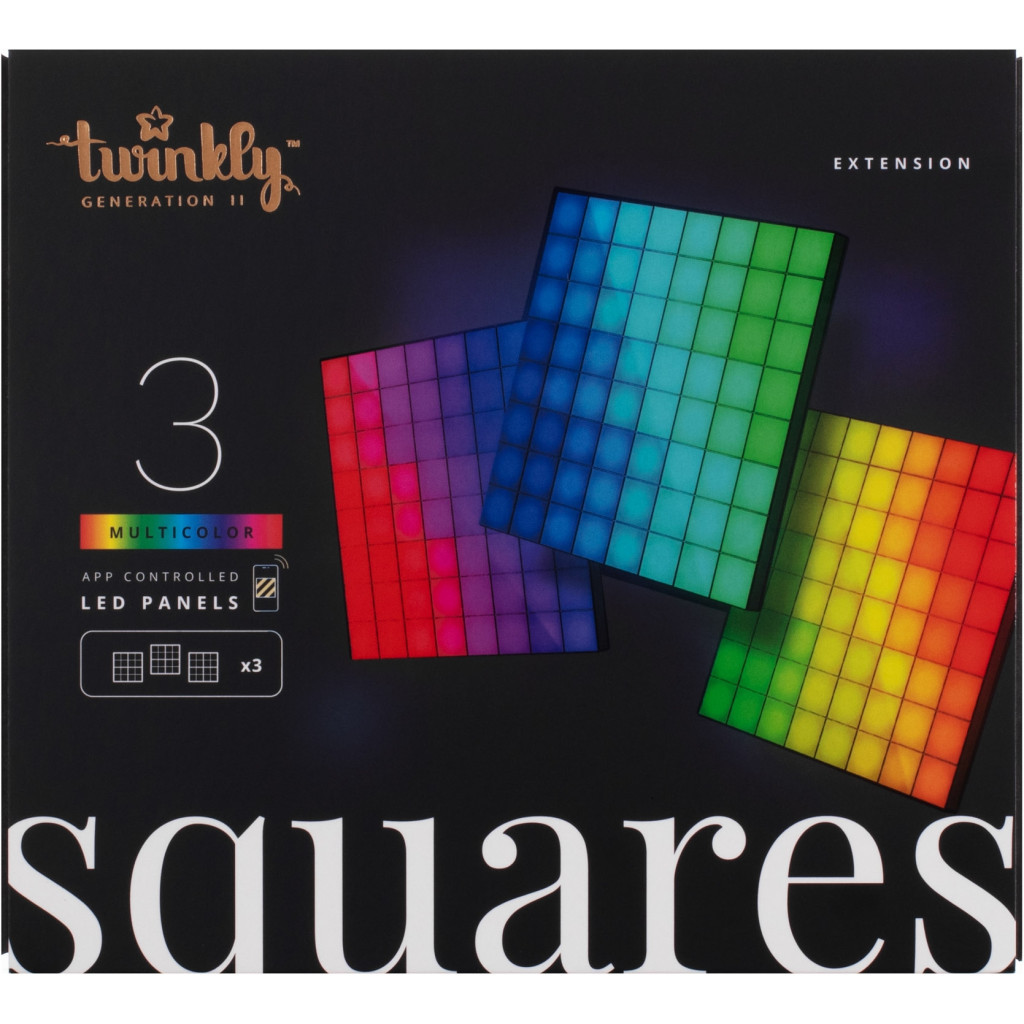 Гірлянда Twinkly Панель Smart LED Squares 3 RGB, Gen II, IP20, 16x16см, for TWQ064STW-07-BEU (TWQ064STW-03-BAD) - зображення 1