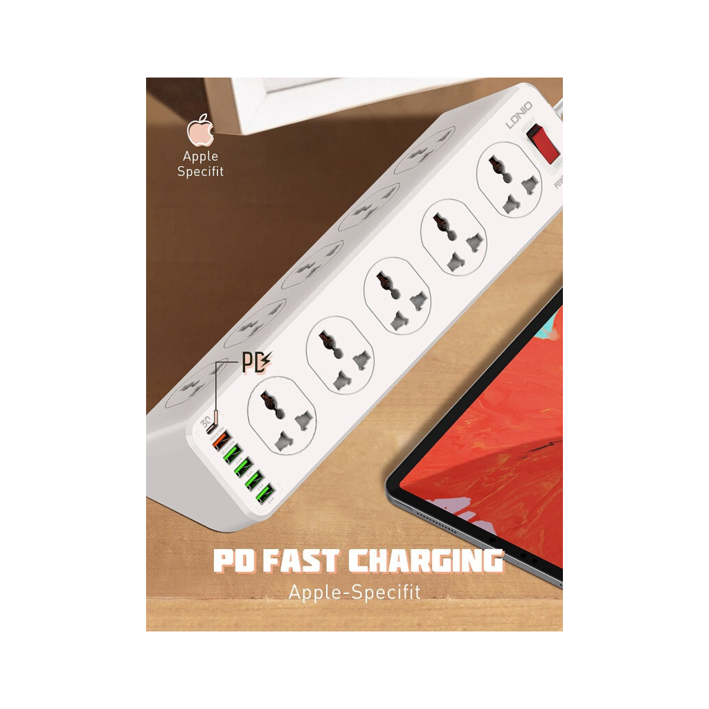 Мережевий фільтр живлення LDNIO SC10610, 5роз + 3USB (SC10610) - зображення 10