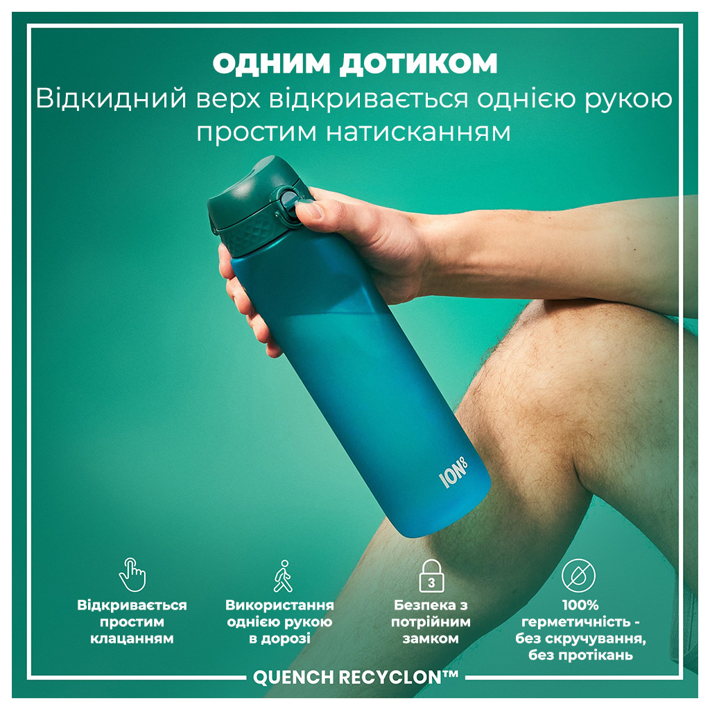 Пляшка для води ION8 OneTouch 1000 мл BPA Free, Aqua (I8RF1000AQU) - зображення 2