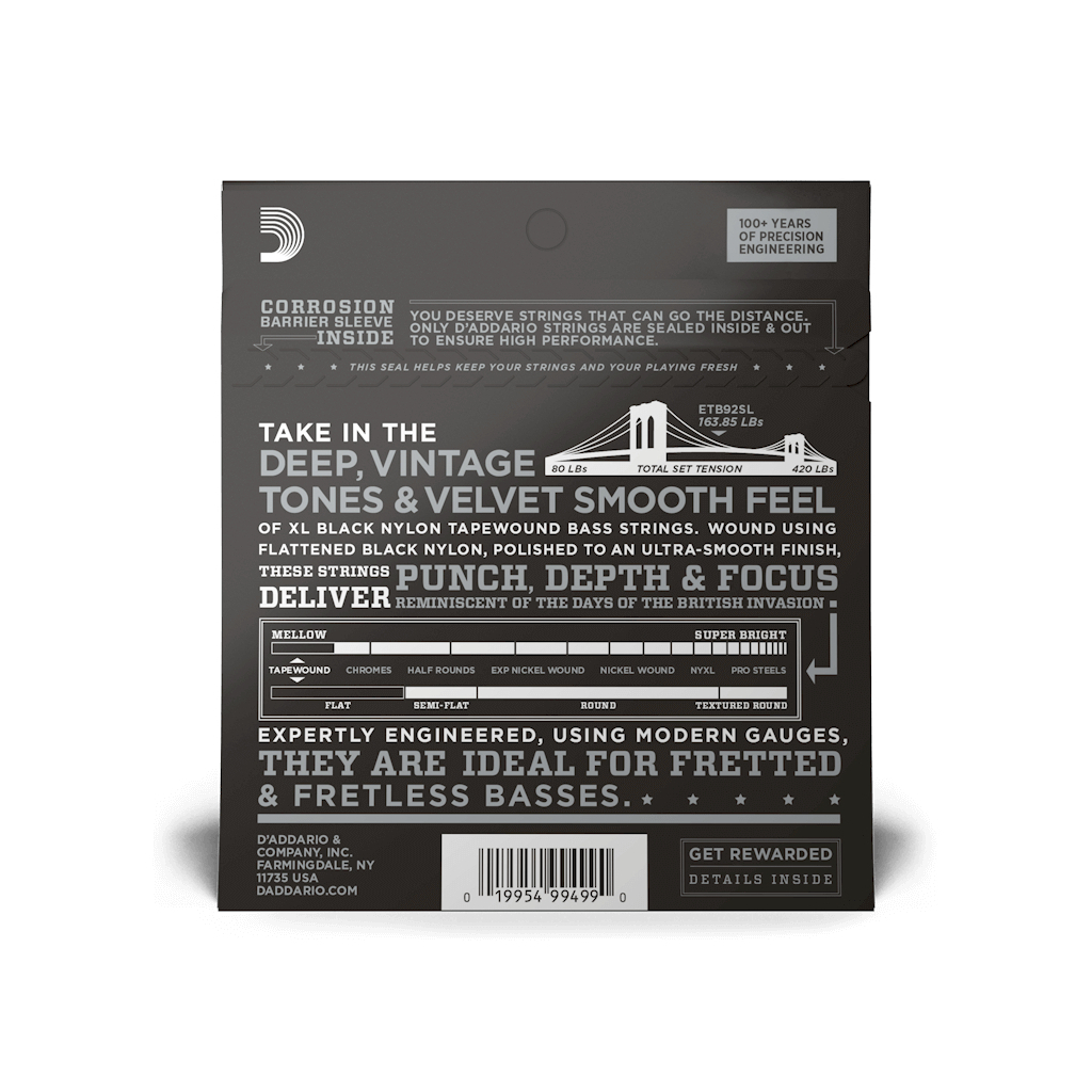 Струни для гітари D'Addario XL Nickel Wound Bass Reg Light Top / Med Bottom (45-105) (EXL165SL) - зображення 3