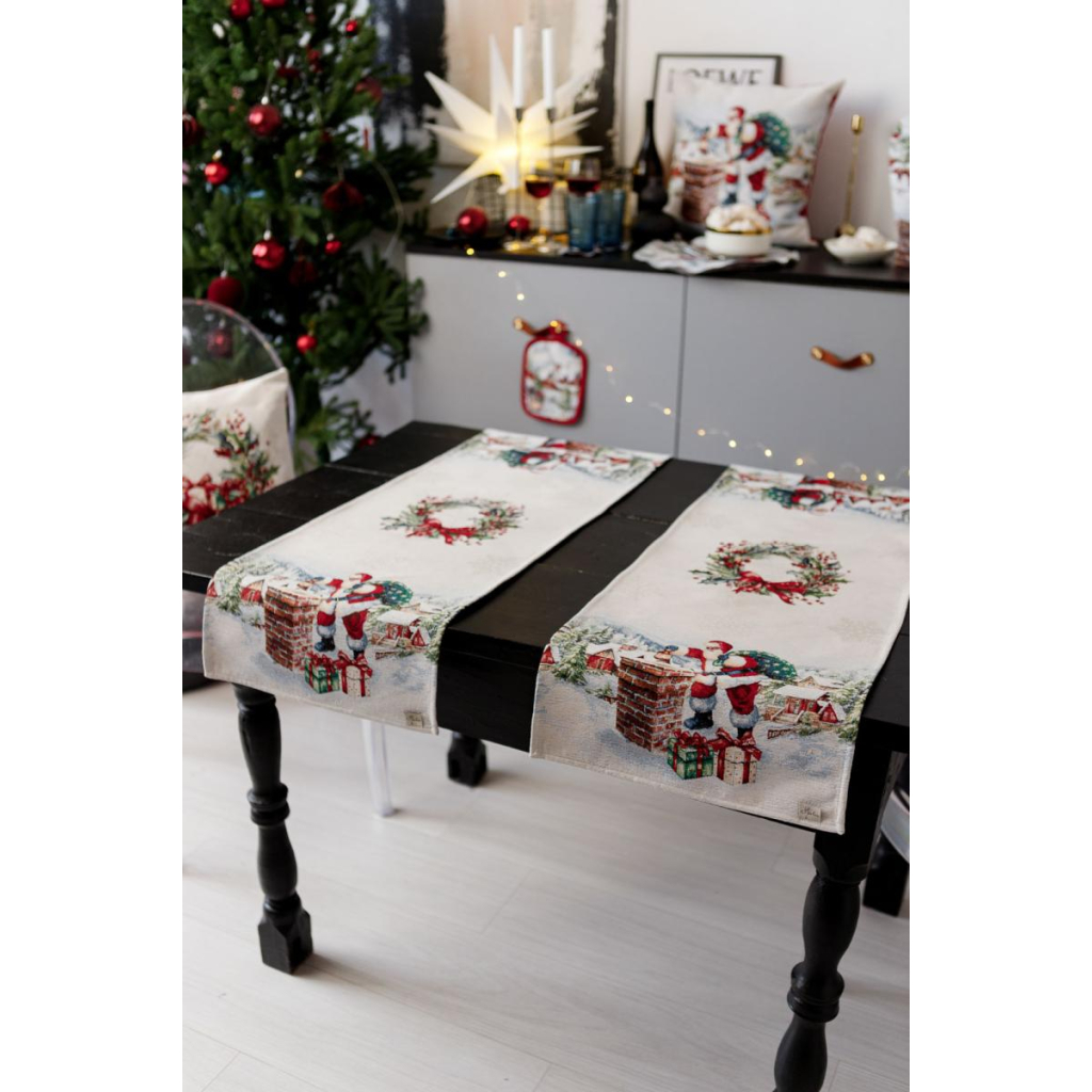 Доріжка на стіл Прованс гобеленова з велюром Снігова зима 40х140 см (036431) - изображение 9