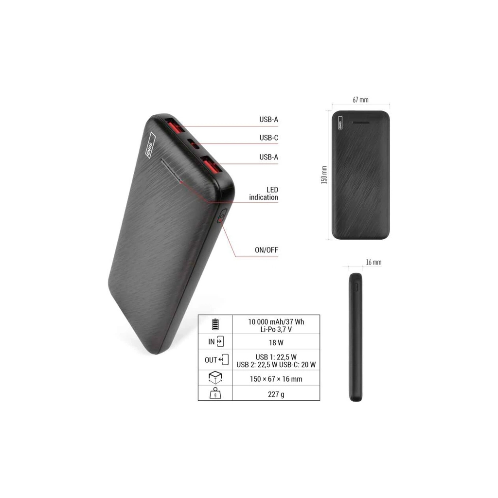 Батарея універсальна EMOS 10000mAh AlphaQ3, 22.5W, black (B0571B) - зображення 8