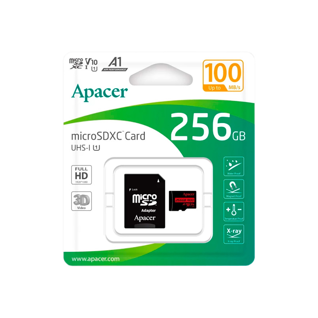 Карта пам'яті Apacer 256GB microSDXC class 10 UHS-I V10 A1 (AP256GMCSX10UB-R) - зображення 3
