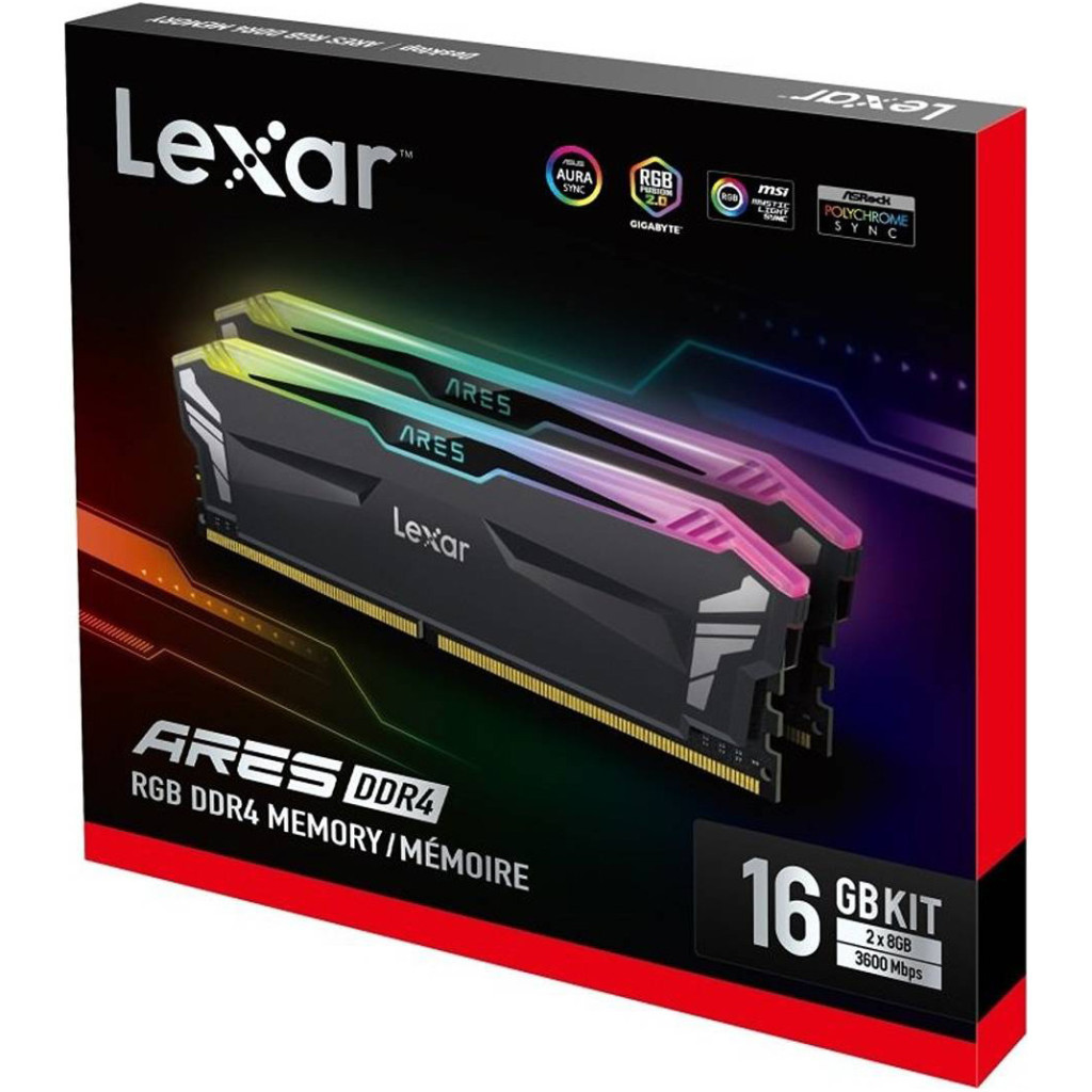 Модуль пам'яті для комп'ютера DDR4 16GB (2x8GB) 3600 MHz Ares RGB Black Lexar (LD4BU008G-R3600GDLA) - зображення 5