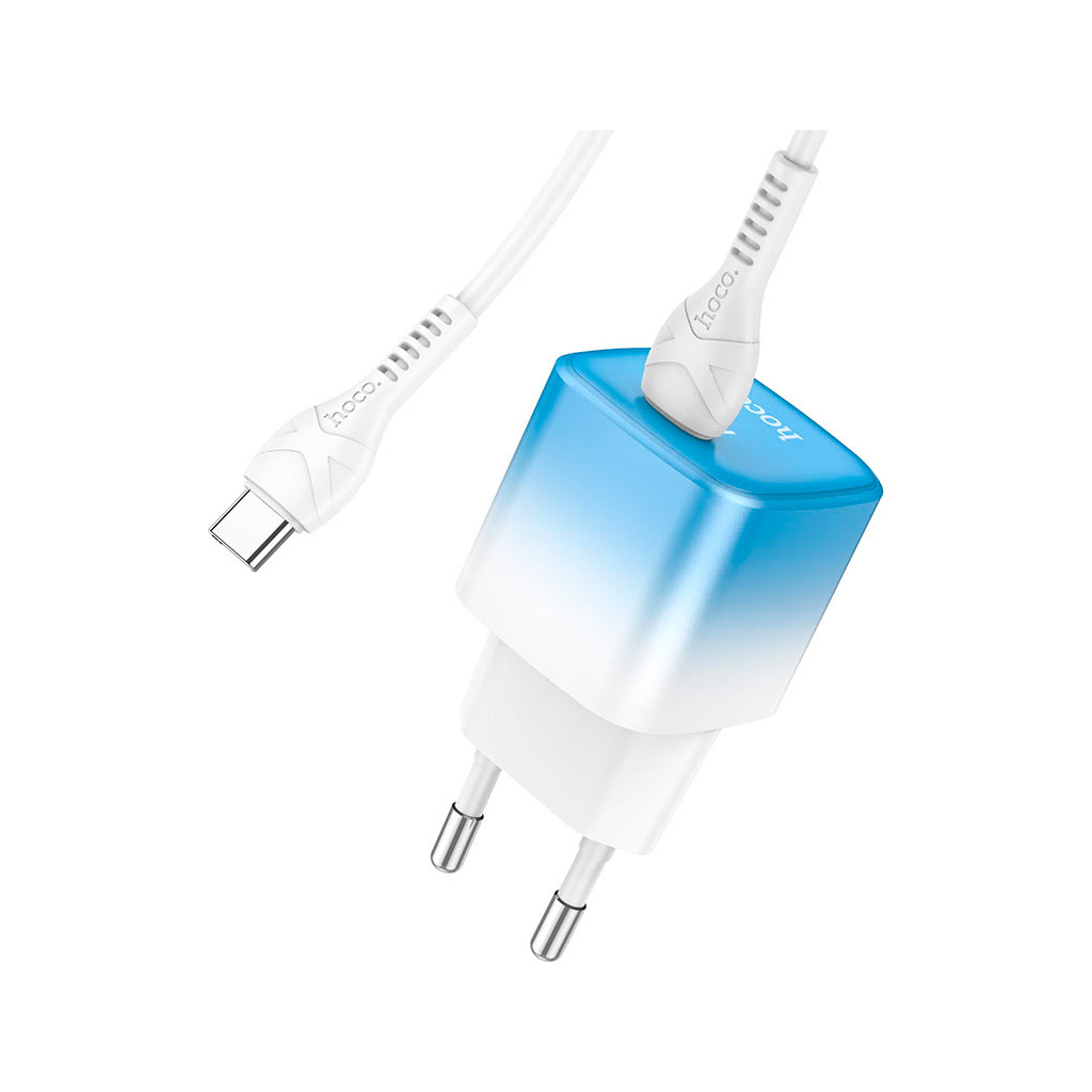Зарядний пристрій HOCO C101A USB-C PD20W + cable USB-C to USB-C Ice Blue (6931474769398) - зображення 4