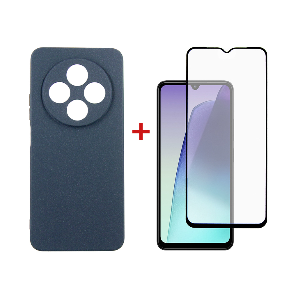 Чохол до мобільного телефона Dengos Xiaomi Redmi 14C Carbon + glass (Blue) (DG-KM-120) - зображення 1