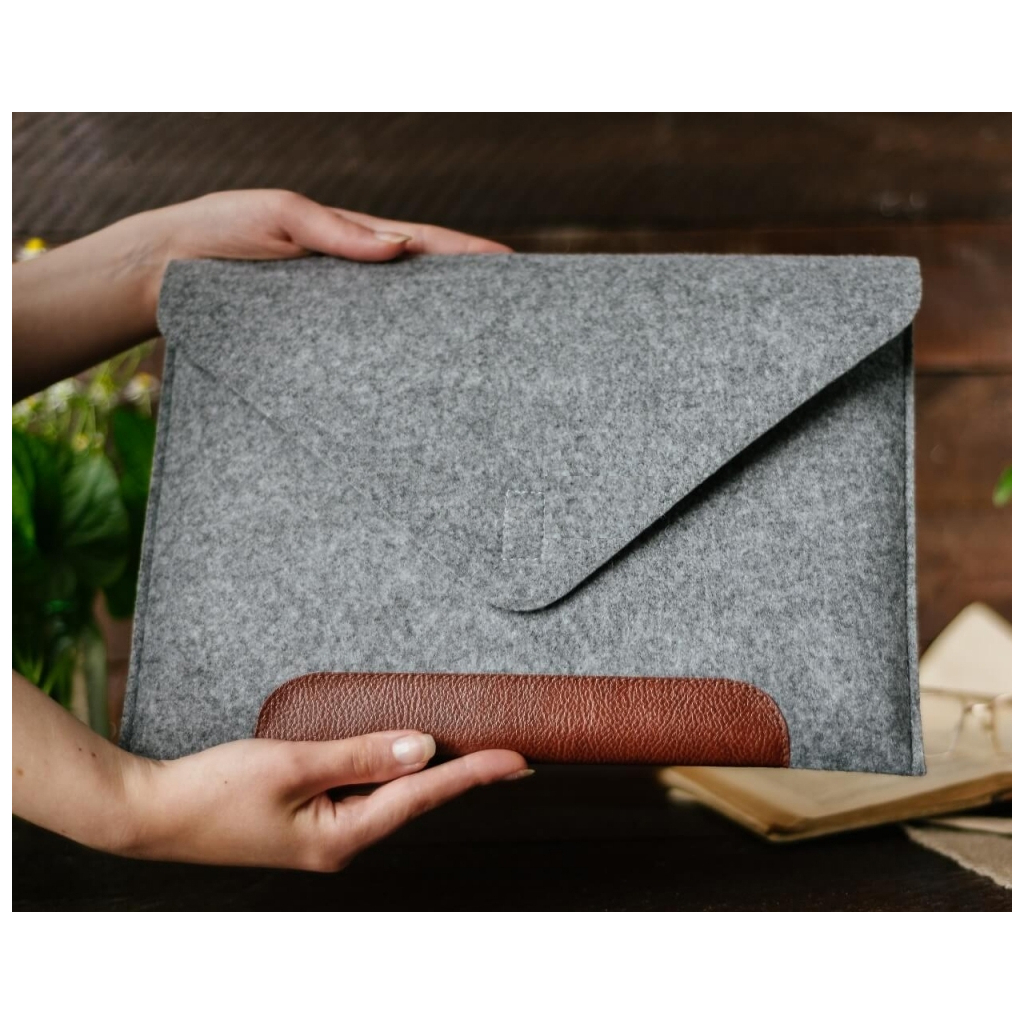 Чохол до ноутбука Gmakin 14" Macbook Pro, envelope, LightGray, brown stripe (GM10-14) - зображення 9