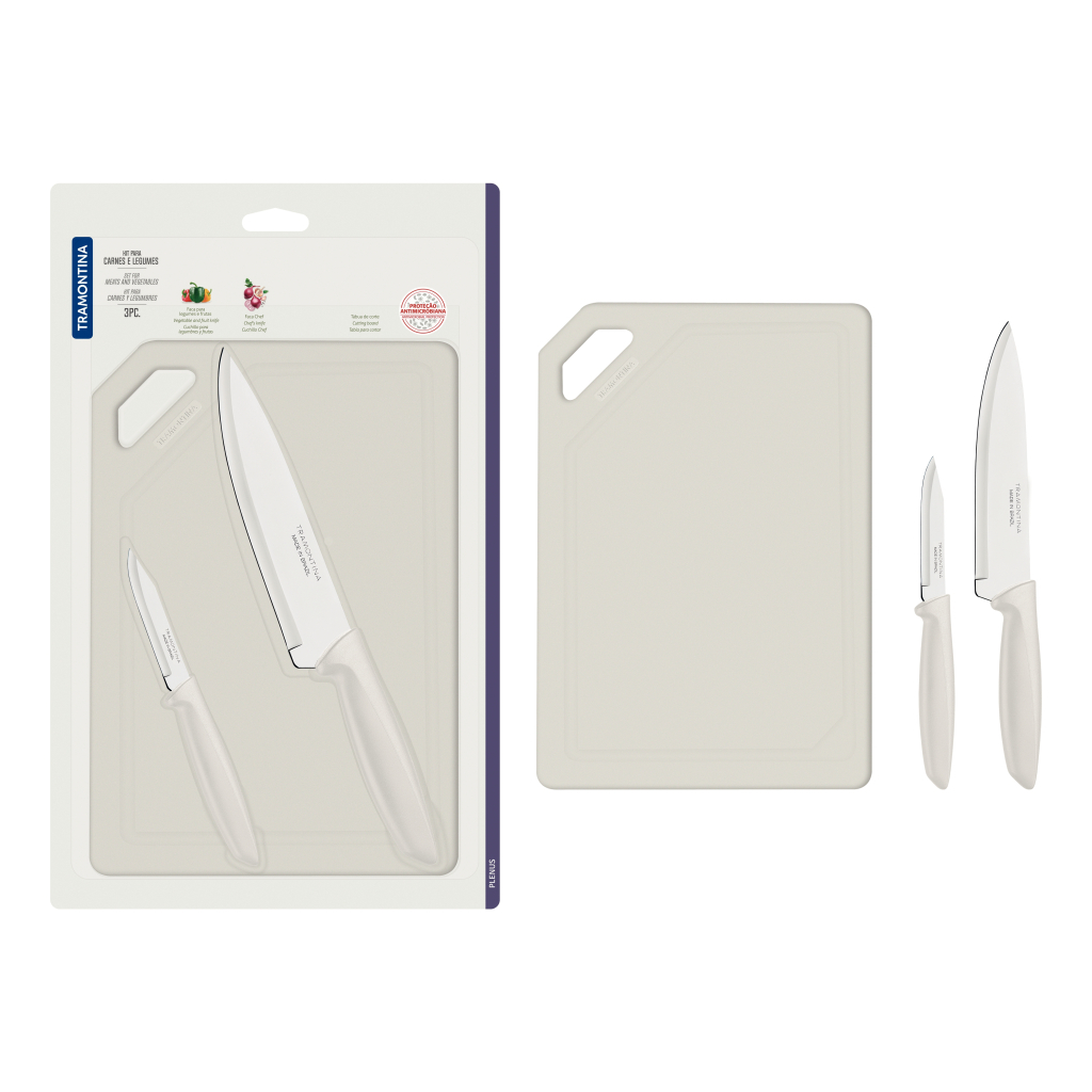 Набір ножів Tramontina Plenus Light Grey 3 предмети (23498/314) - зображення 3