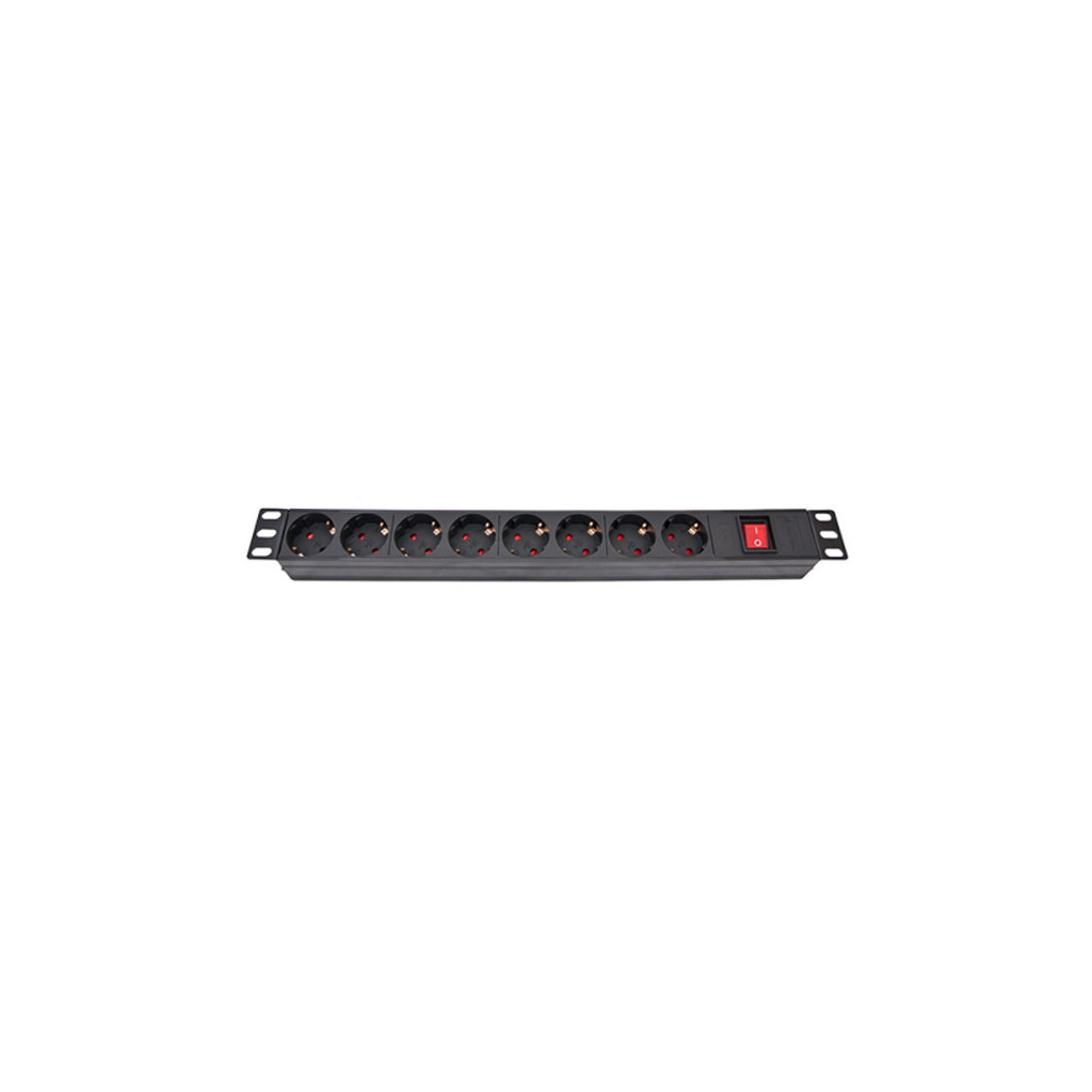 Силовий блок Eserver 19" 8 розеток, вимикач, алюм. корпус PDU 220В, 16А (WT-2261A-GER-8WAY-WO) - зображення 1