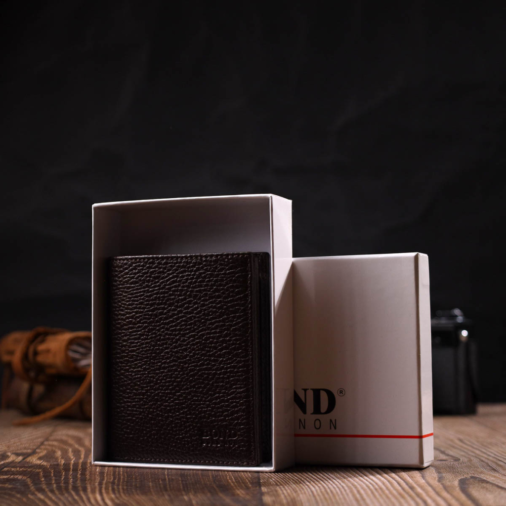 Гаманець Bond Accessories З натуральної зернистої шкіри Коричневий (21989) - зображення 11