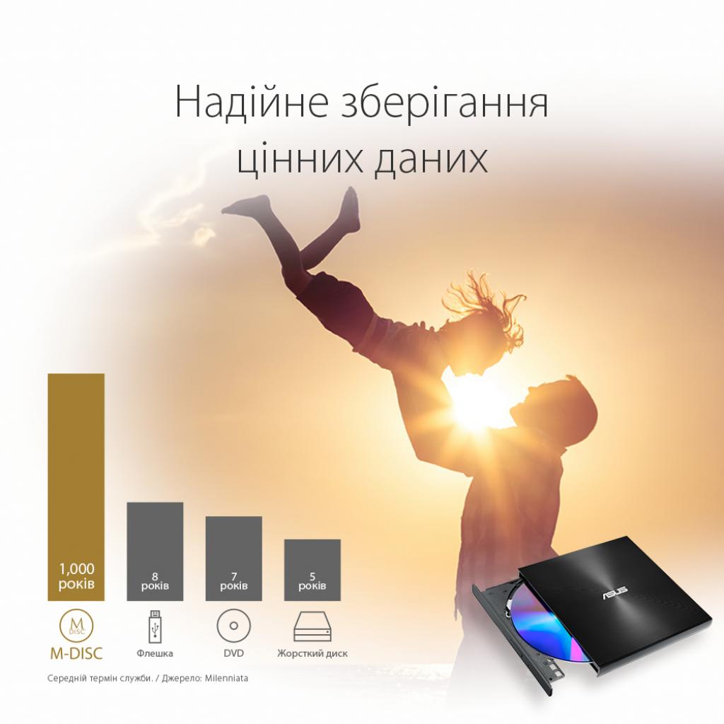 Оптичний привід DVD-RW ASUS SDRW-08U7M-U/BLK/G/AS (90DD01X0-M29000) - зображення 4